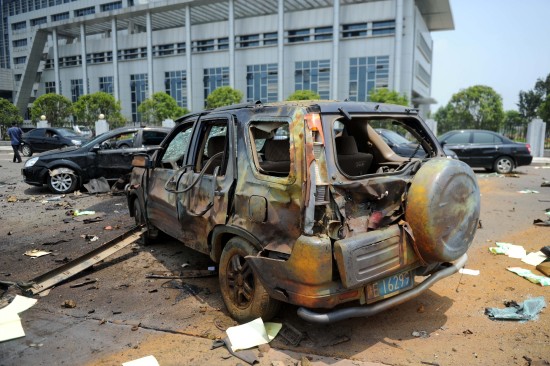 Explosions went off at three different locations in east China's Jiangxi Province on May 26.