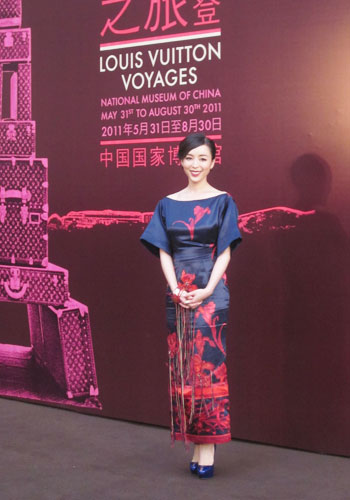 Actress Zhang Jingchu attends the opening ceremony of Louis Vuitton Voyages at the National Museum of China on Monday, May 30, 2011. [Photo:CRIENGLISH.com]