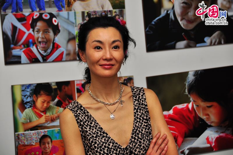 Maggie Cheung, UNICEF Ambassador in China poses for photo after an exclusive interview with China.org.cn, during which she expresses her concern about child welfare in China. [Pierre Chen / China.org.cn]