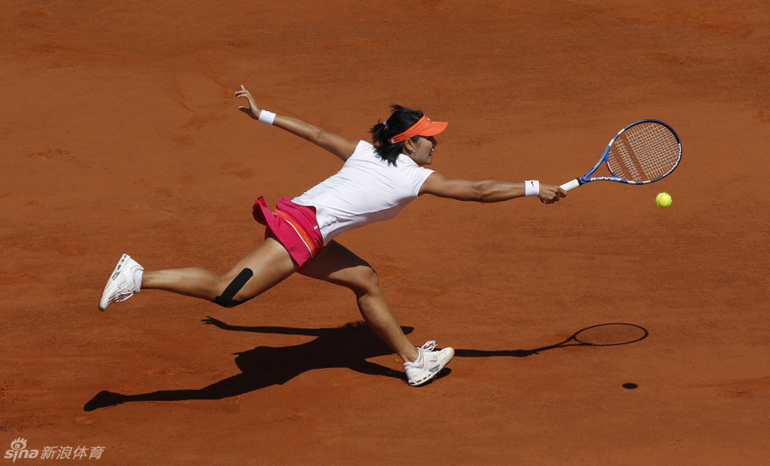 Li Na of China returns the ball to Maria Sharapova of Russia during their semi-final match at the French Open tennis tournament at the Roland Garros stadium in Paris June 2, 2011. [Photo/sina]