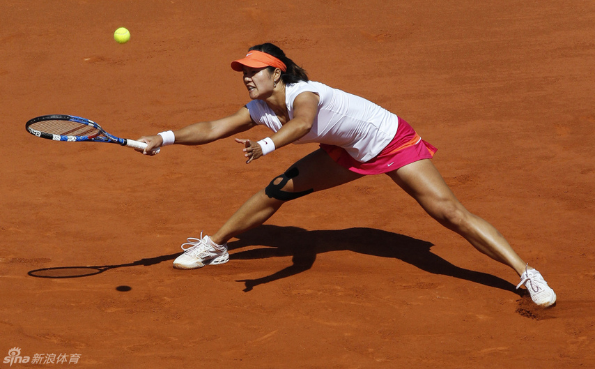 Li Na of China returns the ball to Maria Sharapova of Russia during their semi-final match at the French Open tennis tournament at the Roland Garros stadium in Paris June 2, 2011. [Photo/sina]