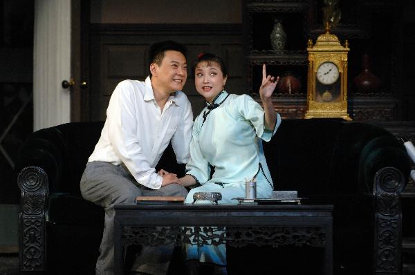 Actors perform in the well-known Chinese play 'Thunderstorm' in Moscow, Russia, June 2, 2011. The play staging by Beijing People's Art Theater made its debut in Russia on Thursday on the invitation of the Chekhov International Theater Festival.