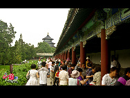 The Temple of Heaven, literally the Altar of Heaven, is a complex of Taoist buildings situated in southeastern Beijing. The Emperors of the Ming and Qing dynasties visited the complex annually when they prayed to Heaven for good harvests. It is regarded as a Taoist temple, although Chinese Heaven worship, especially by the reigning monarch of the day, actually pre-dates Taoism. [China.org.cn]