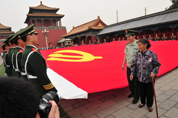 Huge hand-sewn CPC flag a gift for anniversary