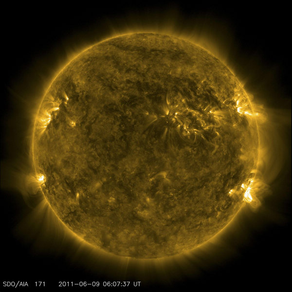 A handout picture shows the Sun as viewed by the Solar Dynamics Observatory on June 9, 2011. The sun is entering a more active phase due to peak in 2013 on a roughly 11-year sunspot cycle, the World Meteorological Organization (WMO) said. Power supplies, air traffic control, communications and satellites can all be disrupted by storms. [China Daily/Agencies] 