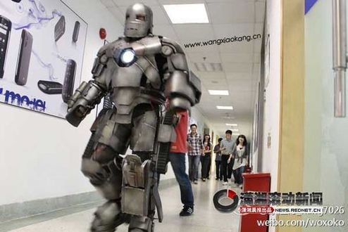 Wang Kang gained online attention after wearing a home-made Iron Man suit to work.
