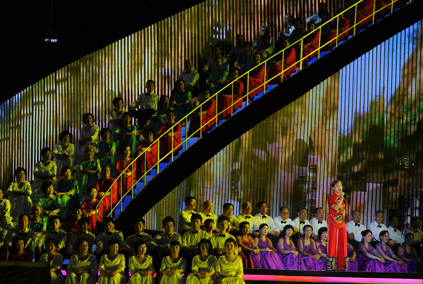 Photo taken on June 12, 2011 shows a concert held in the National Stadium, also known as the Bird&apos;s Nest, to celebrate the 90th anniversary of the founding of the Communist Party of China (CPC) in Beijing, capital of China. [Xinhua] 