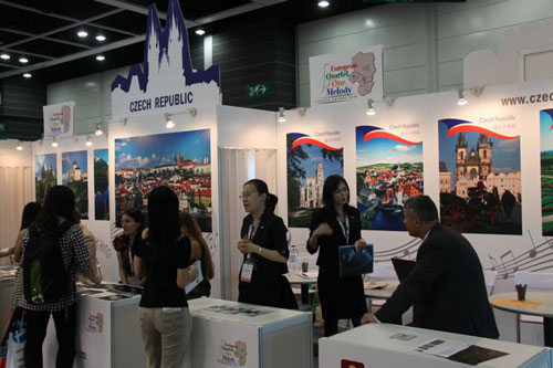 The Czech Republic stand at the ongoing International Travel Expo in Hong Kong. [Photo: CRIENGLISH.com] 