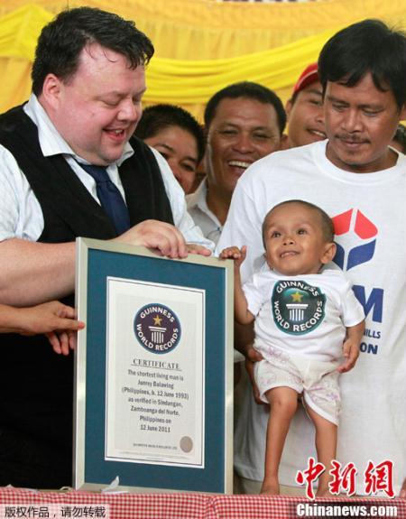 A Filipino blacksmith's son, who stands less than two-thirds of a meter tall, has been declared the world's shortest man. Sunday's announcement came on his 18th birthday, sparking celebrations across his hometown.