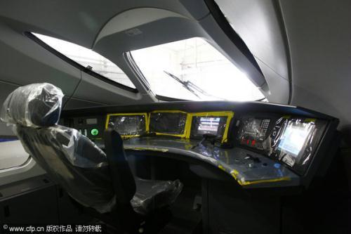 Driver's room of Beijing-Shanghai high-speed train.