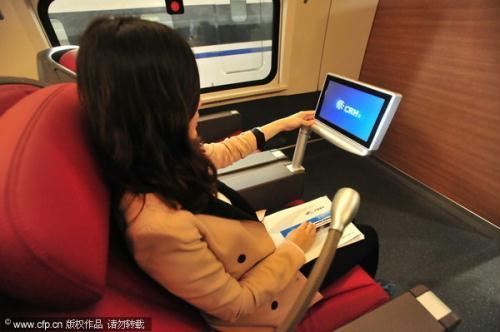 Passengers' seat for business railway carriges on Beijing-Shanghai high-speed train