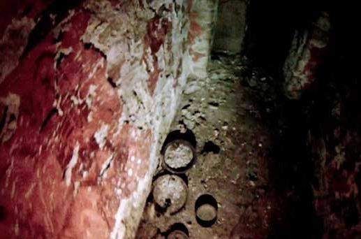 The floor of the tomb appears to be covered with detritus. It was not immediately evident in the footage if the tomb contains recognisable remains