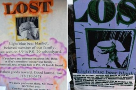 The teddy bear 'Lost' poster -- and the ransom note.