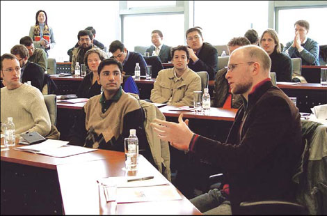 Foreign teachers at the Shanghai-based China Executive Leadership Academy Pudong (CELAP), during a class discussion on March 5, 2005. 