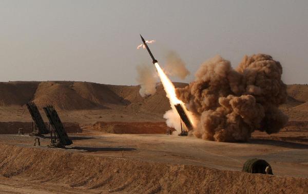 A ballistic missile is launched during the second day of military exercises codenamed Great Prophet-6, for Iran's elite Revolutionary Guards at an undisclosed location. Iran's elite Revolutionary Guards fired 14 missiles in the exercise. [Xinhua] 