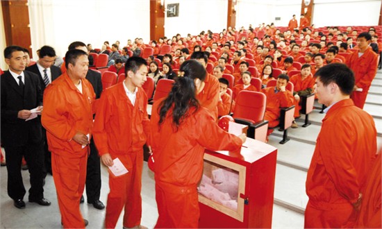 Constituents vote for deputies to local people's congress in Ganjingzi district, Dalian, Liaoning Province in 2007.