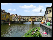 Old Bridge is a Medieval bridge over the Arno River, in Florence, whose most striking feature is the multitude of shops built upon its edges, held up by stilts. . [Zhangfang/China.org.cn]