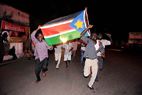 Southern Sudanese have started celebrating their independence from the north early Saturday morning, after the clock struck midnight Friday. 