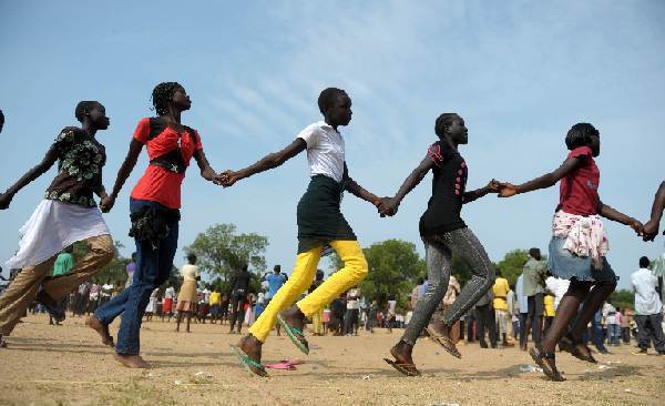 People in Juba, the future capital of south Sudan, played drums, danced and sang the soon-to-be national anthem of the world's newest country.