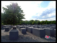 Holocaust Memorial. This Memorial to the victims of the Holocaust is an undulating forest of 2711 slabs of concrete, each of a different size. It was dedicated 60 years after the fall of the Nazi regime. [Zhang Fang/China.org.cn]