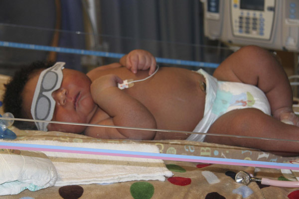 Newborn JaMichael Brown lays in Good Shepherd Medical Center in Longview, Texas, in this handout photo released to Reuters July 11, 2011. 