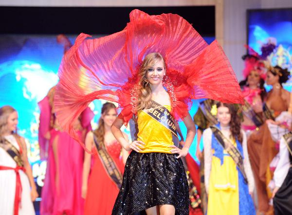 Contestants particapate in the Miss Exclusive of the World International Beauty Contest in Cesme, Turkey, on July 16, 2011.