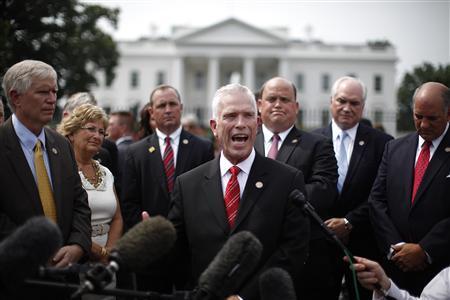 U.S. Rep. Bill Johnson (R-OH) speaks alongside other U.S. Republican freshmen members of Congress as they call on Obama to present a written plan detailing his ideas for deficit reduction.