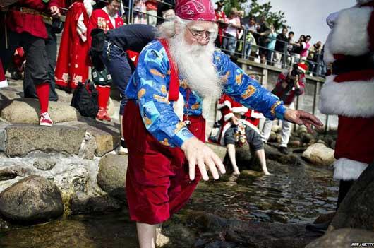 Santas from all over the world gathered at the World Santa Congress in the Danish capital Copenhagen on Wednesday. 