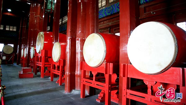 Drums inside the Beijing Drum Tower. 