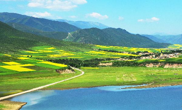 A scenery view is seen in Menyuan County, northwest China's Qinghai Province, July 21, 2011. Tourist arrivals to Qinghai are picking up as the summer holiday season starts. (Xinhua/Wang Song)