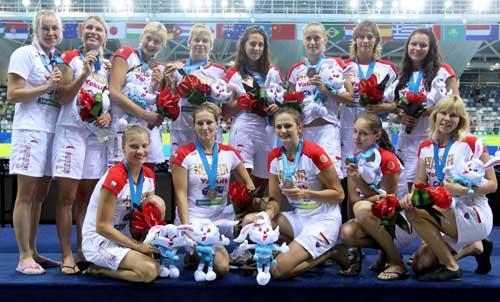 Russia takes bronze in women's world water polo.