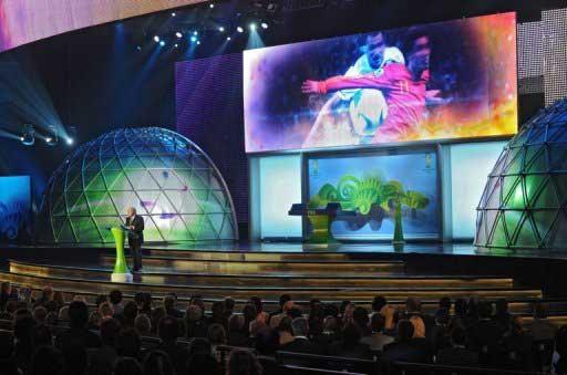 FIFA's president Joseph Blatter delivers a welcome speech during the Preliminary Draw. 