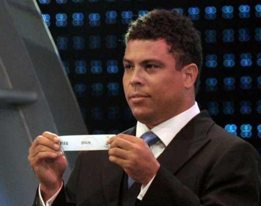 Brazilian football star Ronaldo draws Spain