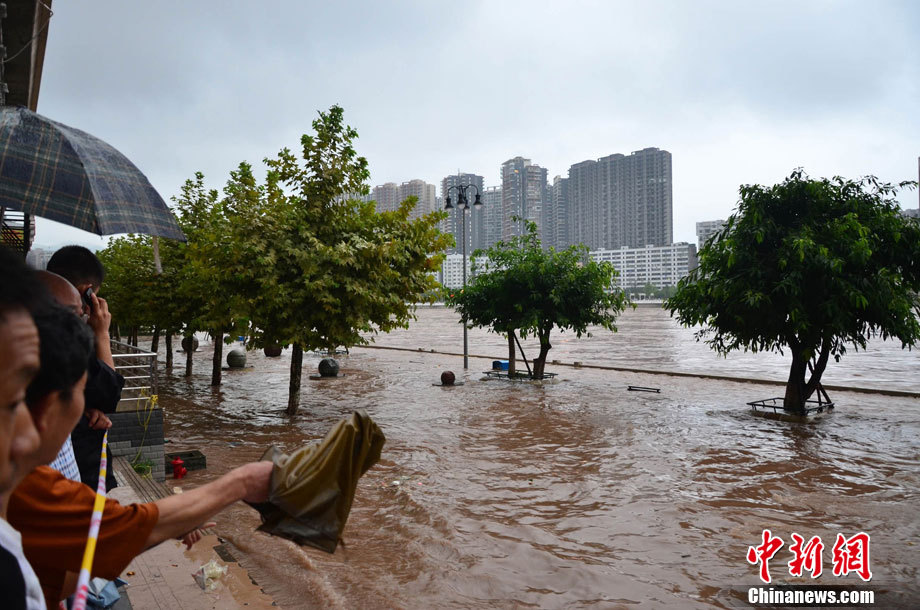 Photo taken on Aug. 4, 2011 shows the city drowned in the flood triggered by heavy rainfall in Dazhou of southwest China&apos;s SichuanProvince. 