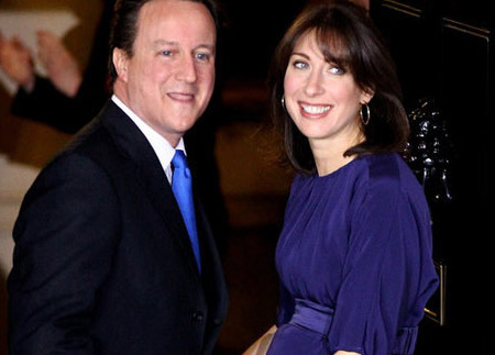 British Prime Minister David Cameron and his wife Samantha Cameron 