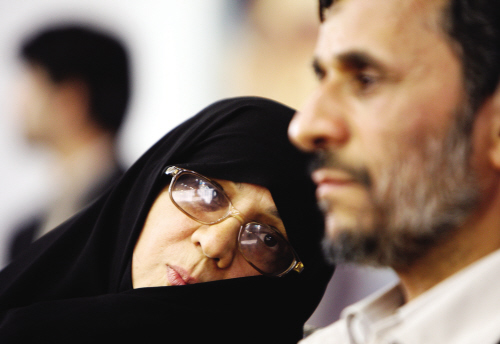 Iran's president Mahmoud Ahmadinejad and his wife Azam Farahi Ahmadinejad 