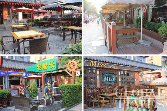 Some bars and cafes in the Tongyifang complex. Photo: Gong Rui/Globaltimes.cn