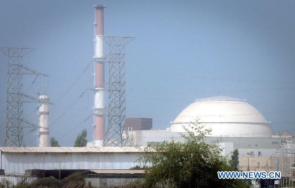 Photo taken on Aug. 20, 2010 shows a view of the Bushehr nuclear power plant in southern Iran. Iranian Foreign Minister Ali-Akbar Salehi confirmed Saturday that fuel is being reloaded in the Bushehr nuclear plant, saying the reactor of the plant will reach the critical phase between May 5 and May 10. [Xinhua]