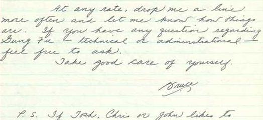 Also up for auction was a two-page hand-written letter from Lee to his star student and dear friend, Taky Kimura.