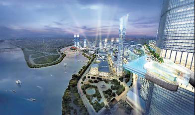 An illustration depicting the 666-meter-tall building that would be built in Wuhan, Hubei province. [Photo / China Daily]