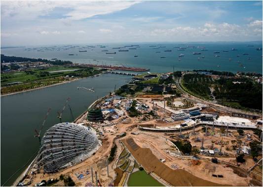 Singapore is expanding its territory by reclaiming land from the sea.