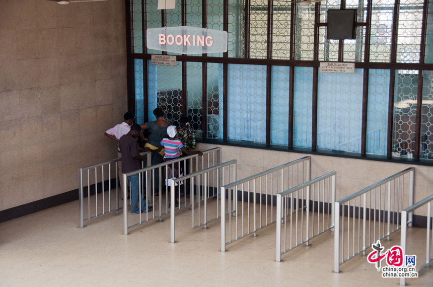 The booking office of Tazara. Due to limited capabilities, Tazara currently only maintains two trains each week, one national and one international that crosses the boarder to Zambia. [Maverick Chen / China.org.cn]