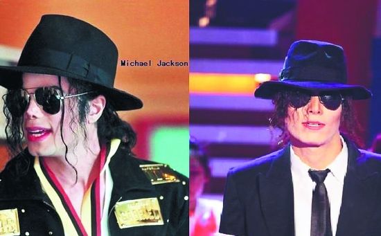 File photo: Michael Jackson (L) and Wang Jie Jackson (R)