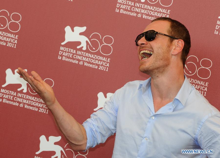 Actor Michael Fassbender poses during the photo-call for the film 'A Dangerous Method' at the 68th Venice International Film Festival at Venice, Italy, Sept. 2, 2011. [Wang Qingqin/Xinhua] 