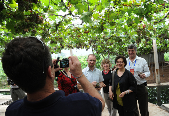 Australian guests tour Shandong's grape garden