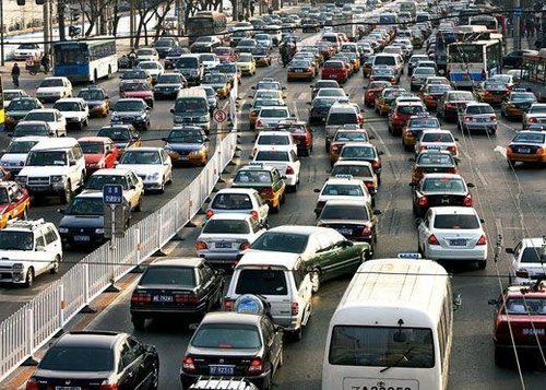 The traffic congestion in Beijing.[File photo]
