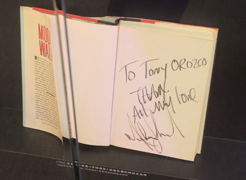 A copy of Michael Jackson's autobiography, signed by the singer, is on display at the New World Department Store in Beijing Sept. 8, 2011.