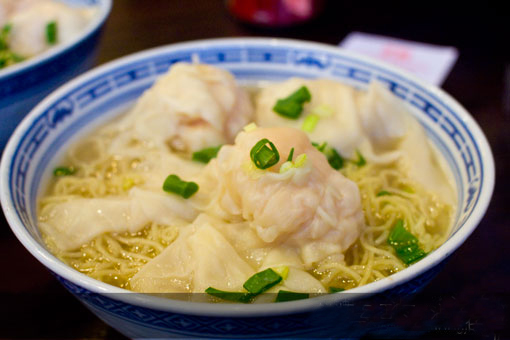 Shrimp wonton noodles, one of the 'top 10 famous Guangzhou dim sums' by China.org.cn.