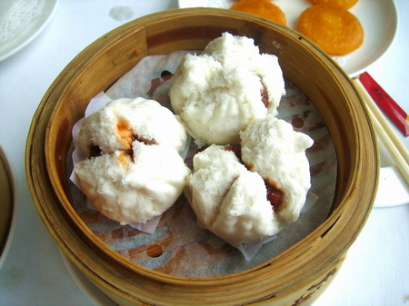 BBQ pork buns, one of the 'top 10 famous Guangzhou dim sums' by China.org.cn.