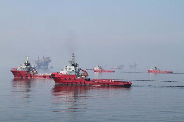 China's marine authority intermittent oil sheens were seen appearing near Platform C in the Penglai 19-3 oilfield, the largest offshore oilfield in China, over the last week. [Xinhua]